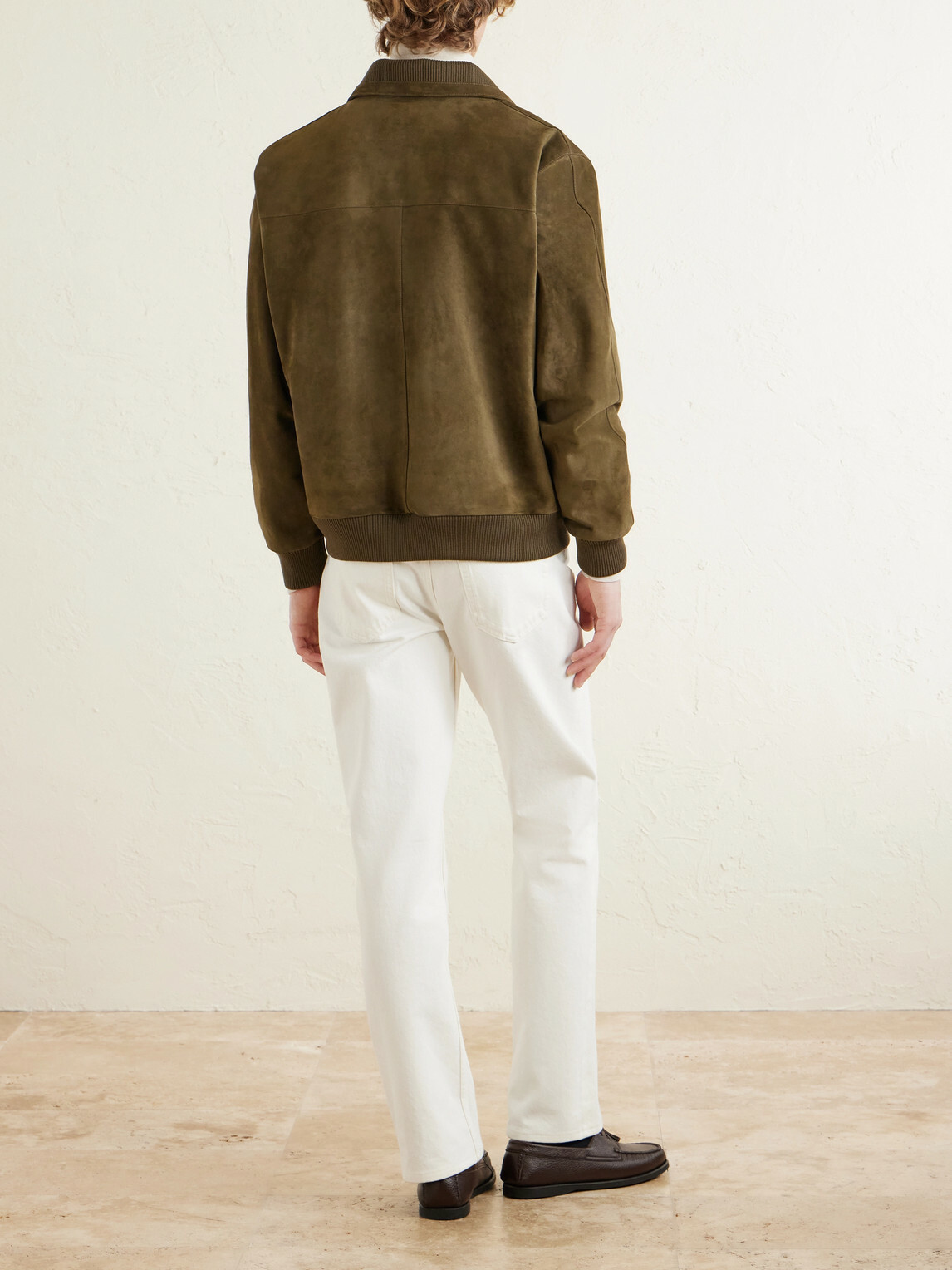 Loro Piana - Ribbed Knit-Trimmed Suede Bomber Jacket - Brown