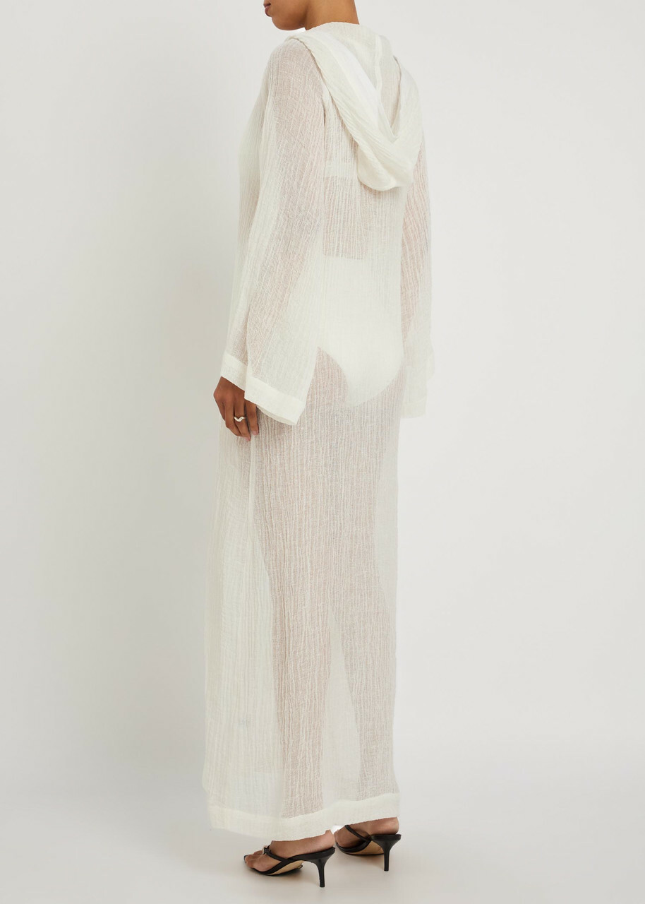 Lisa Marie Fernandez Hooded Linen-blend Beach Cover-up White