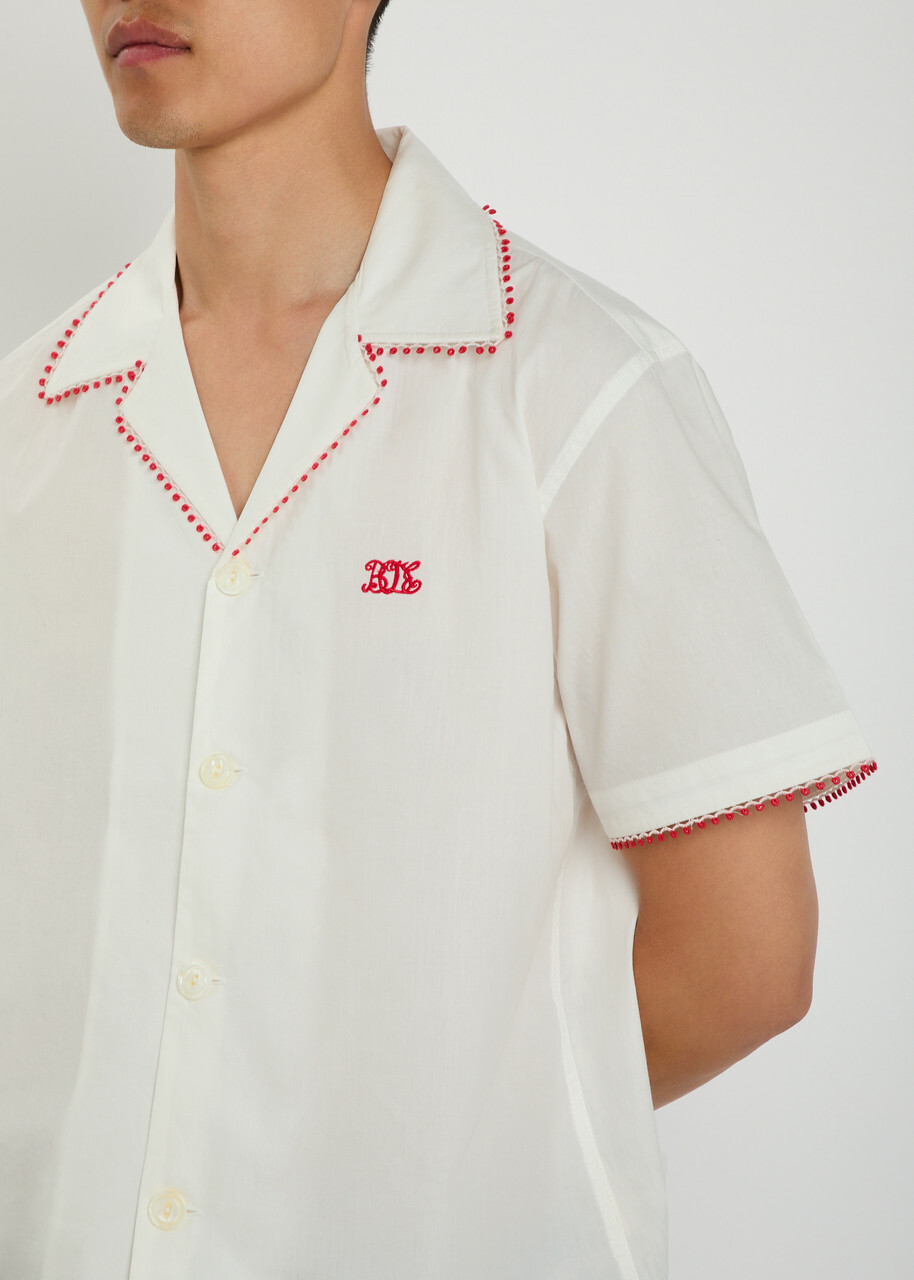 Bode Redbud Logo-embroidered Cotton-poplin Shirt White