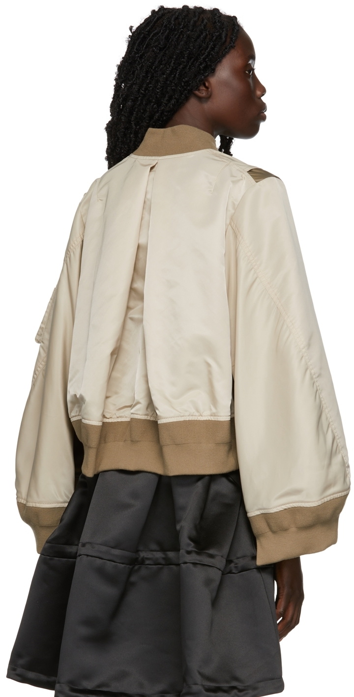 Sacai Beige Nylon Mix Cape Bomber Sacai