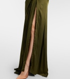 Blumarine Asymmetric lace-trimmed satin gown