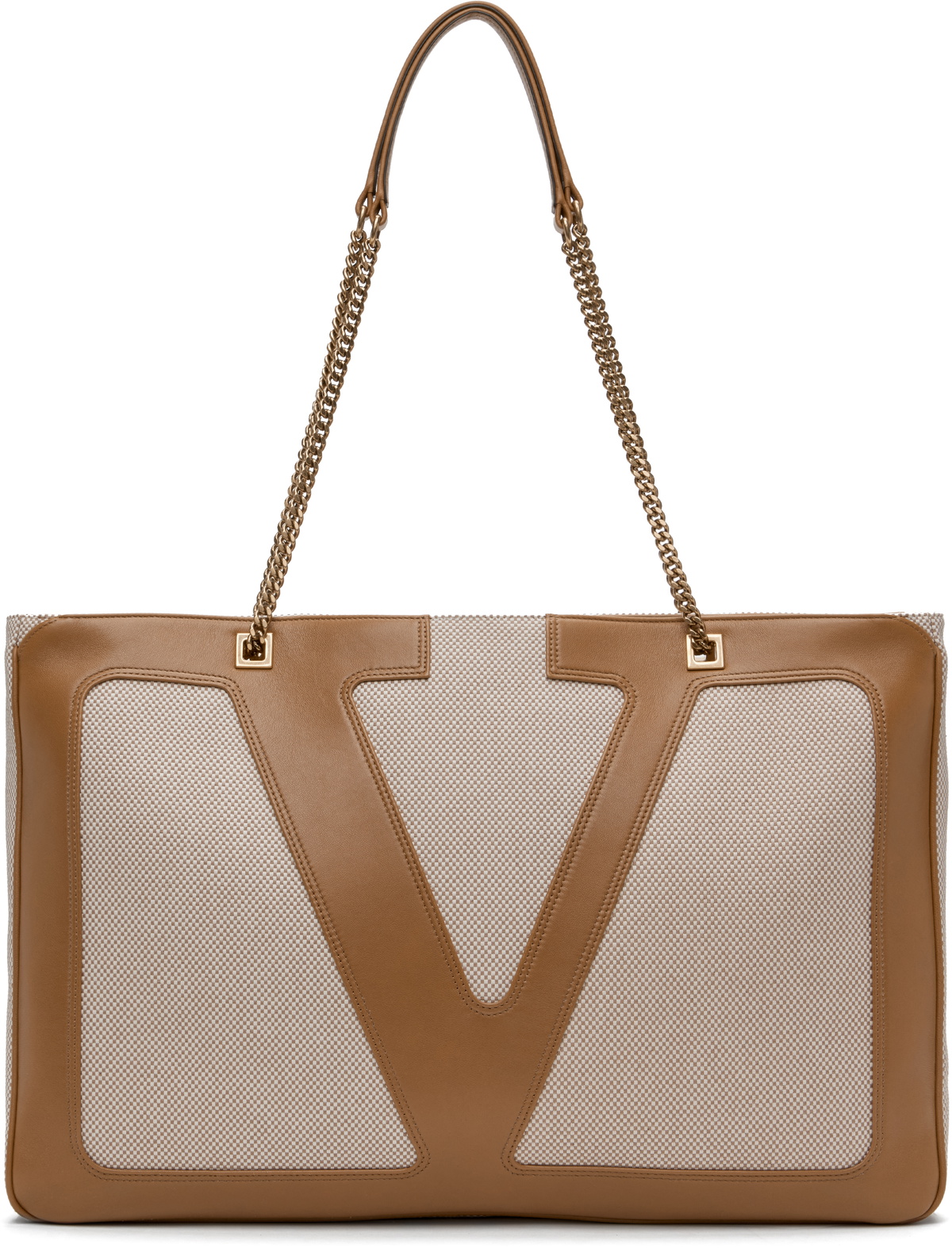 Valentino Beige Viva Superstar Large Canvas Shopping Tote