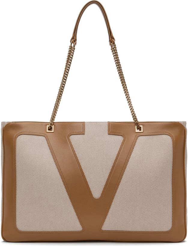 Photo: Valentino Beige Viva Superstar Large Canvas Shopping Tote