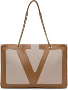 Valentino Beige Viva Superstar Large Canvas Shopping Tote