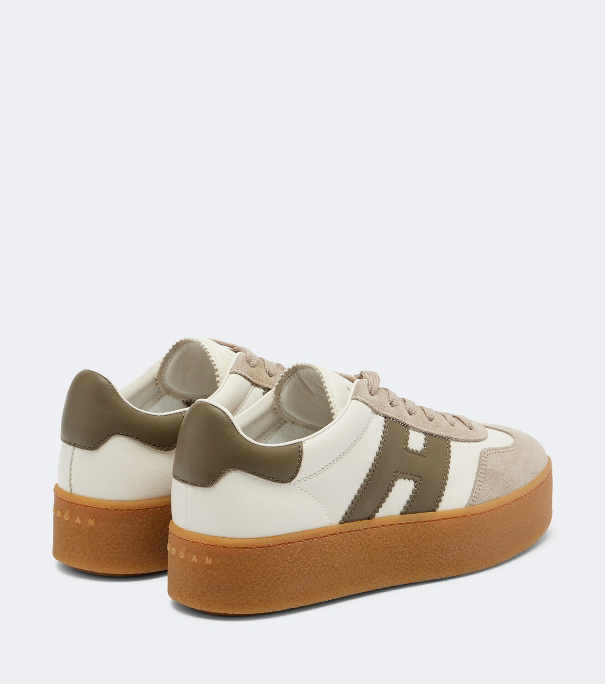 Hogan Cool suede-trimmed leather platform sneakers