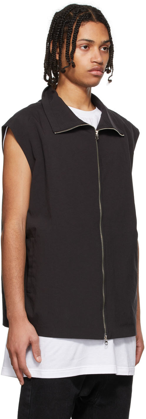 JERIH Black High Neck Vest