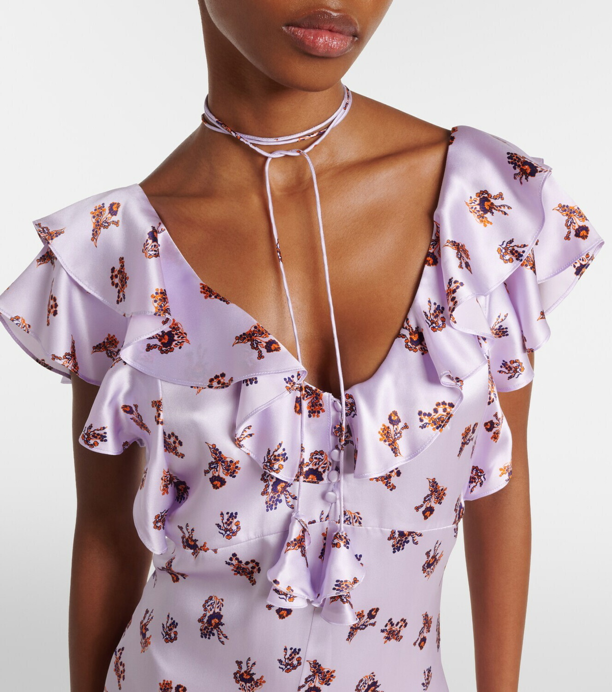 Dorothee Schumacher Shiny Daydream floral silk satin midi dress