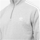 Adidas Men's 3 Stripe Half-Zip Sweat in Medium Grey Heather/White