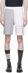 Thom Browne Gray & White 4-Bar Shorts