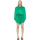 The Attico Green Satin Wrapped Skirt Dress