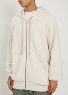 Rick Owens Maglia Zipped Hooded Knit Jumper Cream
