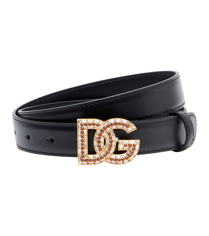 DG Dolce & Gabbana Patent Leather Embellished Belt DOLCE-GABBANA-Leopard-Fur-  main image 3