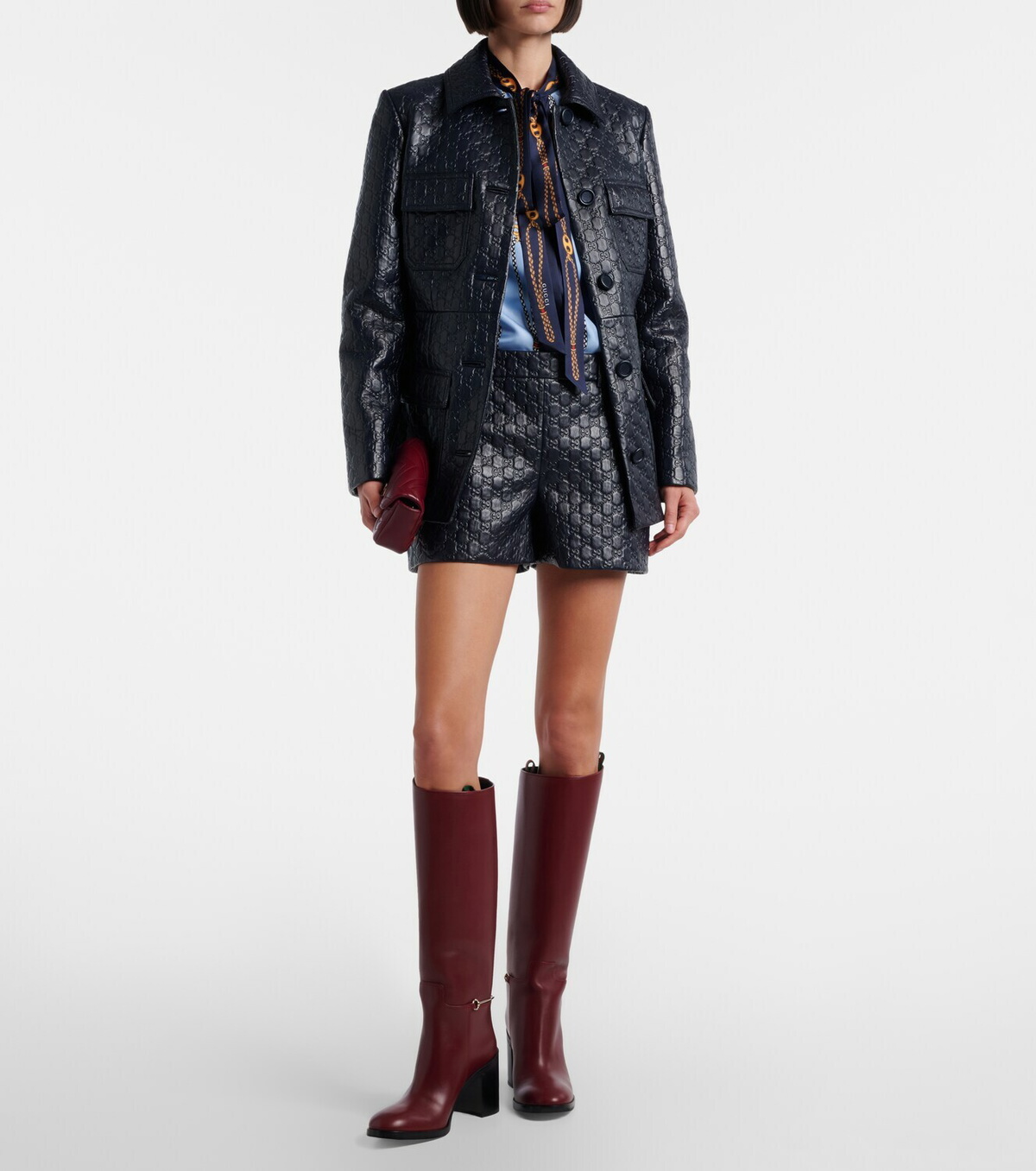 Gucci GG embossed leather jacket