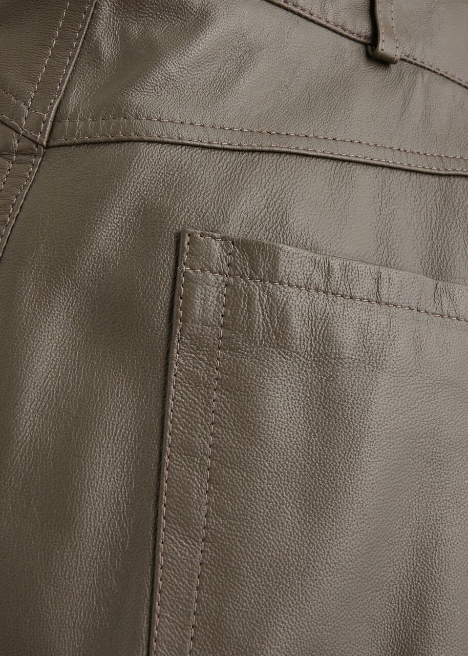Arma Catania Wide-leg Leather Trousers Dark Brown
