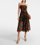 Oscar de la Renta Floral strapless lace gown