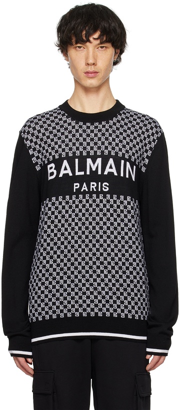 Photo: Balmain Black Mini Monogram Sweater