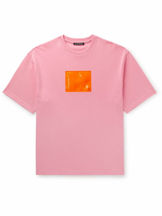 Photo: Acne Studios - Exford Inflatable Logo-Appliquéd Cotton-Jersey T-Shirt - Pink