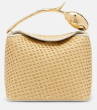 Erdem Bloom Mini leather-trimmed raffia top-handle bag