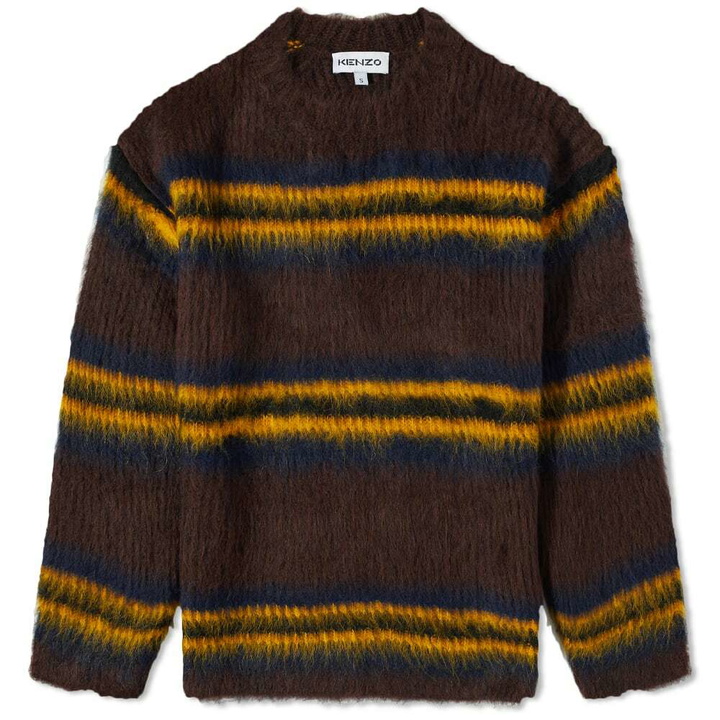 Photo: Kenzo Men's Striped Alpaca Knit Jumper in Dark Brown