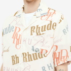 Rhude Men's Mash Up Logo Vacation Shirt in Cream/Multi