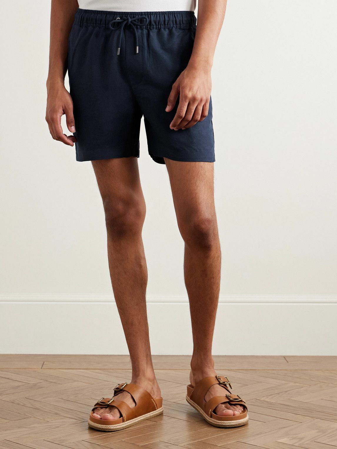 Onia - Air Straight-Leg Linen and Lyocell-Blend Drawstring Shorts - Blue