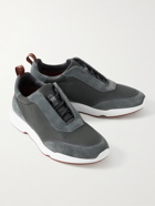 Loro Piana - Modular Walk Leather-Trimmed Canvas and Suede Sneakers - Gray