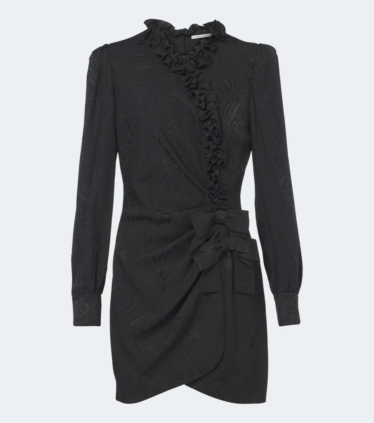 Alessandra Rich Bow-detail ruffled silk moiré minidress