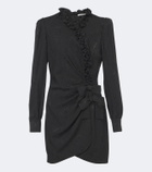 Alessandra Rich Bow-detail ruffled silk moiré minidress