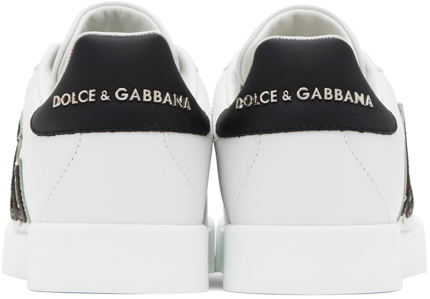 Dolce & Gabbana White & Black Portofino Low Sneakers