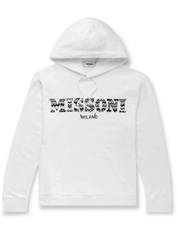 Photo: Missoni - Logo-Appliquéd Cotton-Jersey Hoodie - White