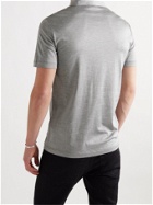 GIORGIO ARMANI - Slim-Fit Mélange Silk and Cotton-Blend Polo Shirt - Gray