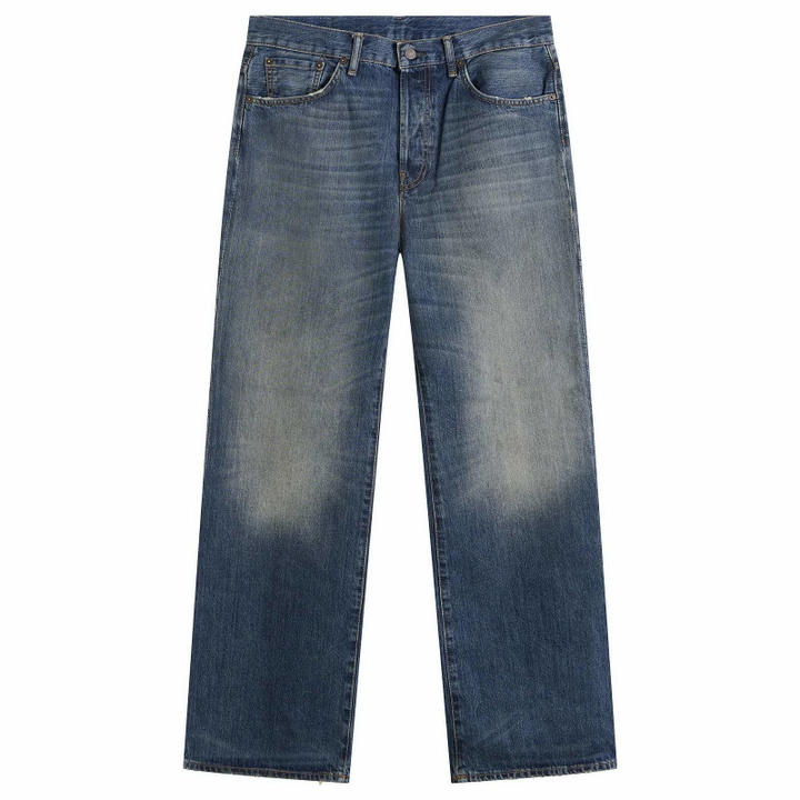 Photo: Acne Studios Men's 2021 Bingo Wash Straight Jeans in Mid Blue