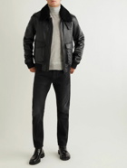 Belstaff - Chart Shearling-Trimmed Leather Jacket - Black
