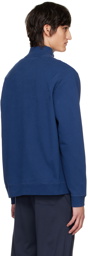 Sunspel Blue Half-Zip Loopback Sweatshirt