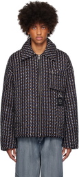 WOOYOUNGMI Brown & Navy Tweed Down Jacket