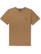 A.P.C. - Bastian Logo-Print Striped Cotton-Jersey T-Shirt - Brown