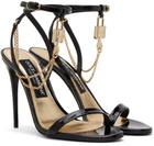Dolce & Gabbana Black & Gold Padlock Heeled Sandals