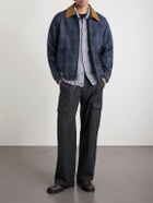 Golden Bear - Dunbar Harris Leather-Trimmed Checked Wool Jacket - Blue