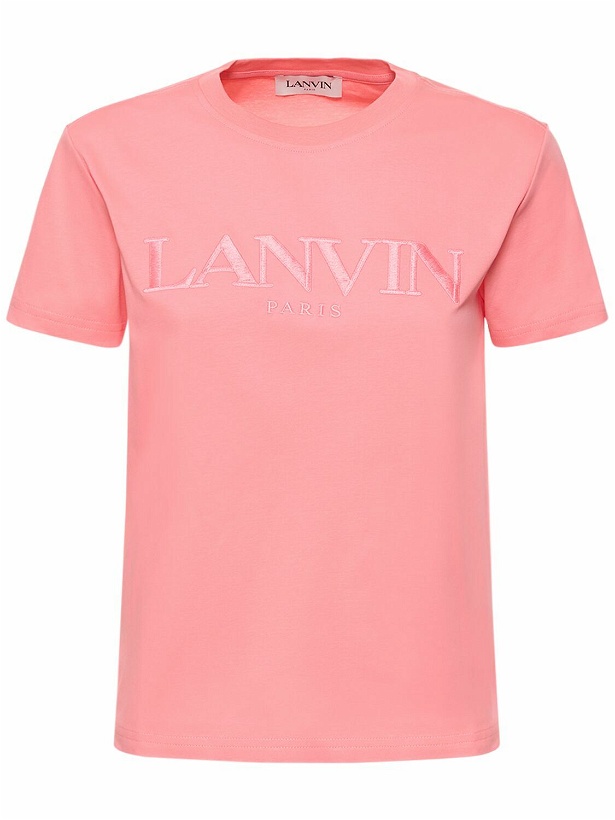 Photo: LANVIN - Cotton Embroidered Logo Crewneck T-shirt