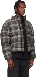 Off-White Gray Spray Arrow Check Flannel Down Jacket
