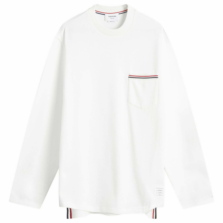 Photo: Thom Browne Men's Chest Pocket Crew Sweatshirt in Natural White