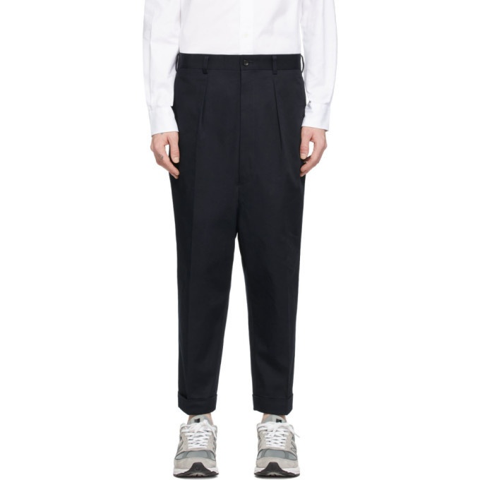 Photo: Comme des Garcons Homme Navy Cotton Chino Trousers