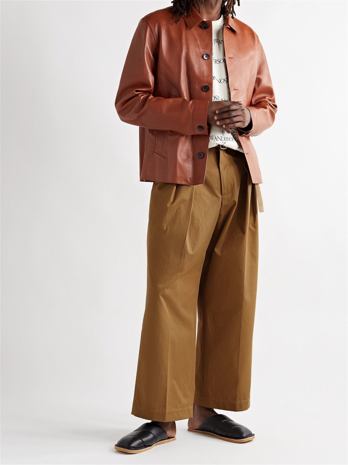 JW ANDERSON - Wide-Leg Belted Pleated Cotton-Twill Trousers 