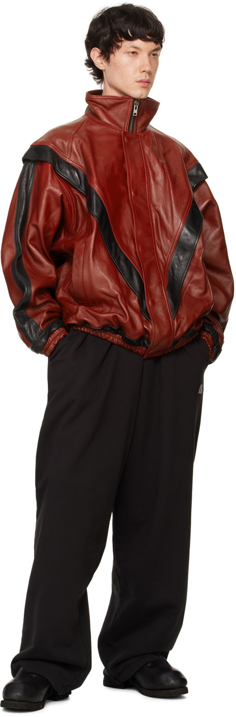 doublet Red & Black Leather Track Jacket Doublet