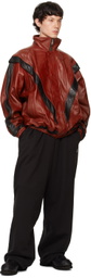 doublet Red & Black Leather Track Jacket