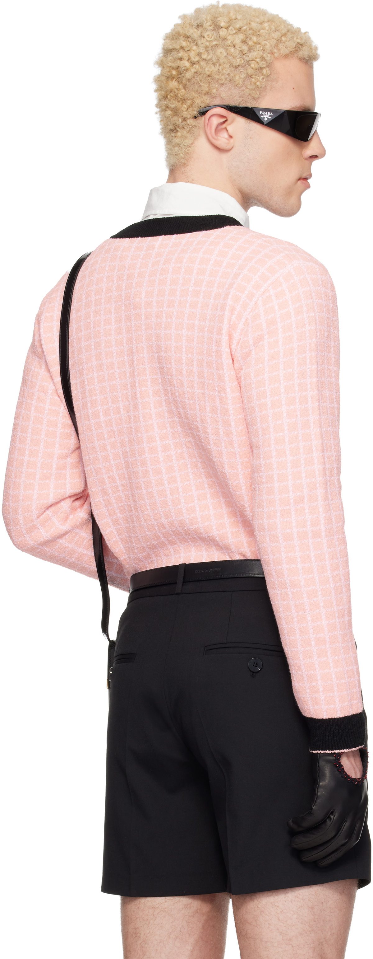 Ernest W. Baker Pink & White Check Boucle Cardigan