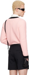 Ernest W. Baker Pink & White Check Boucle Cardigan