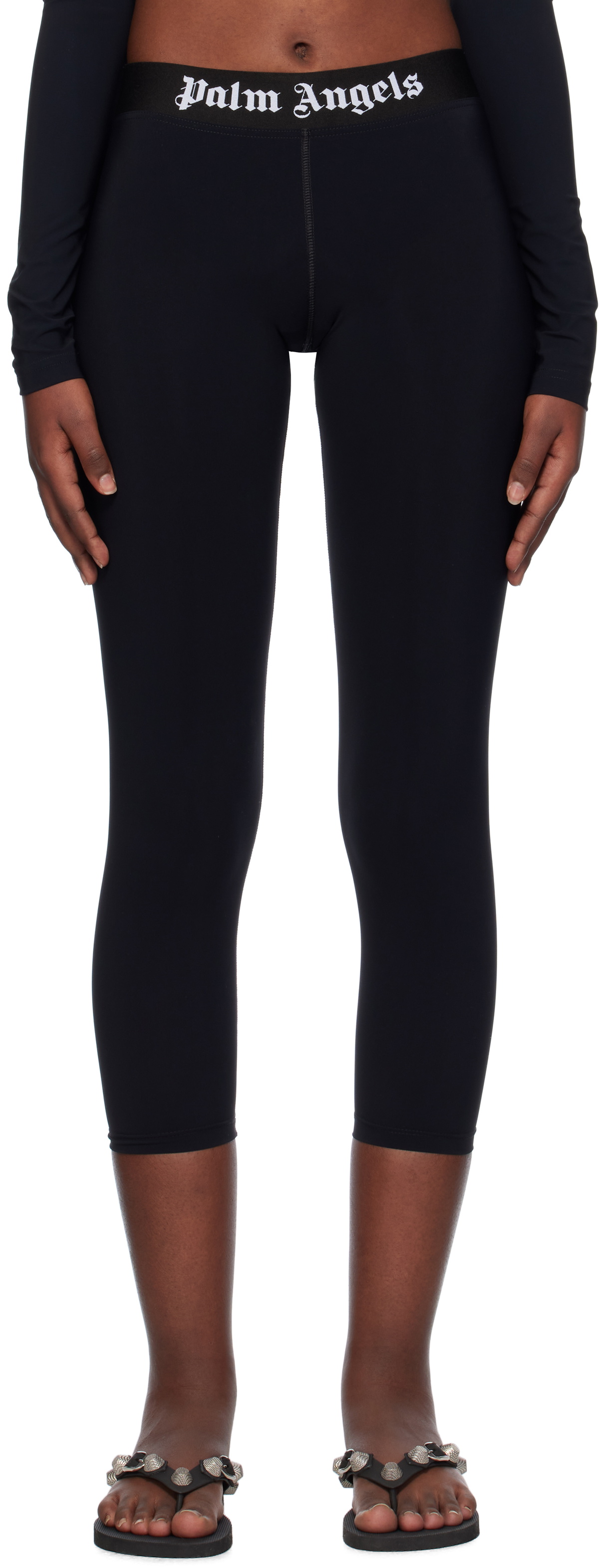 Palm Angels Black Logo Leggings