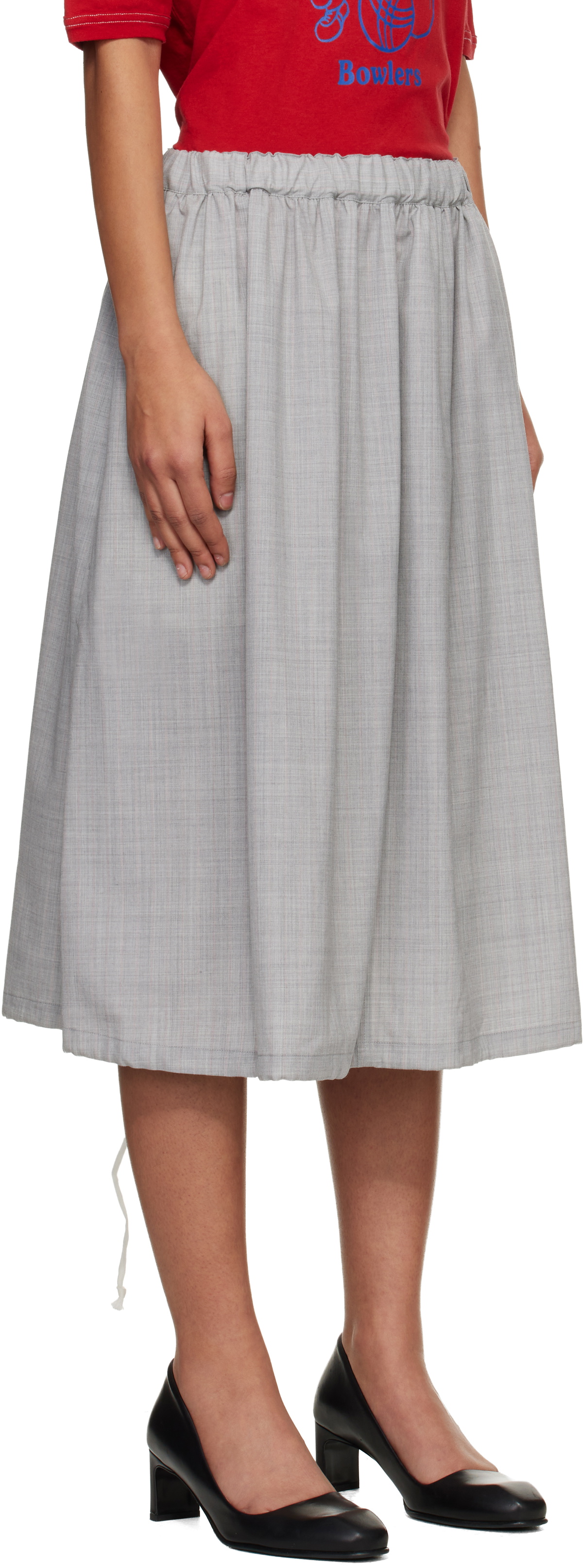 Comme des Garçons Girl Gray Wool Tropical Colour Stripe Midi Skirt