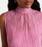 Staud Albee beaded tie-neck organza minidress